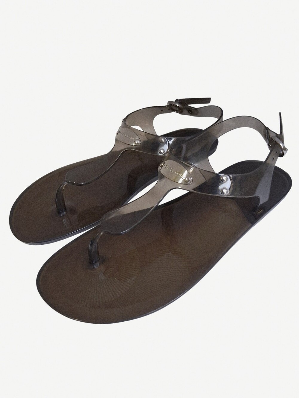 Michael Kors Jelly Thong Sandals Women 9 Buckle Closure Silver Detail Shoes